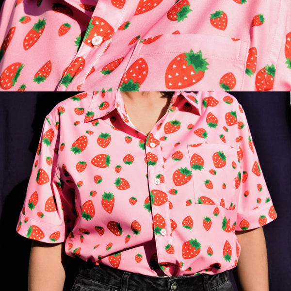Strawberry Hearts Button Up